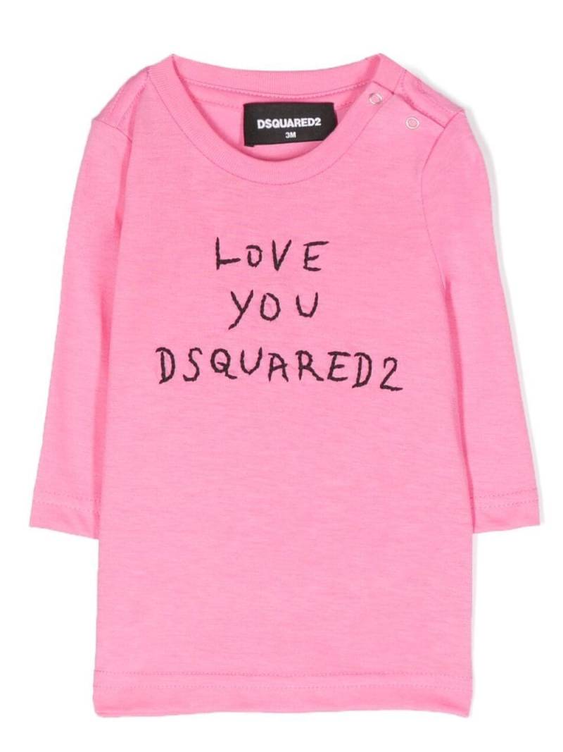 Dsquared2 Kids embroidered-logo cotton T-shirt - Pink von Dsquared2 Kids