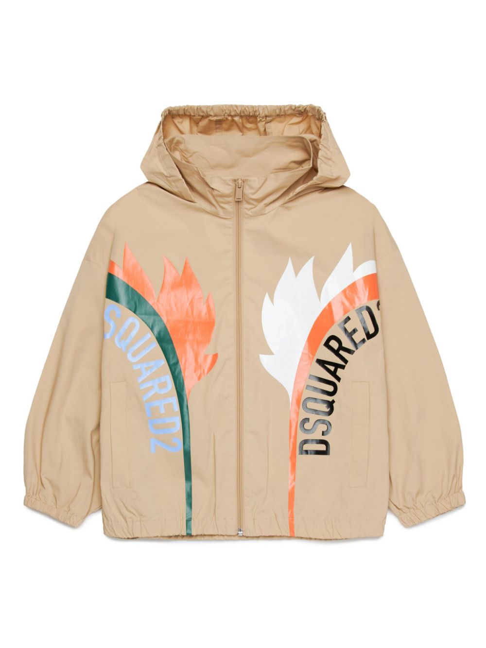 Dsquared2 Kids flame-print hooded jacket - Neutrals von Dsquared2 Kids