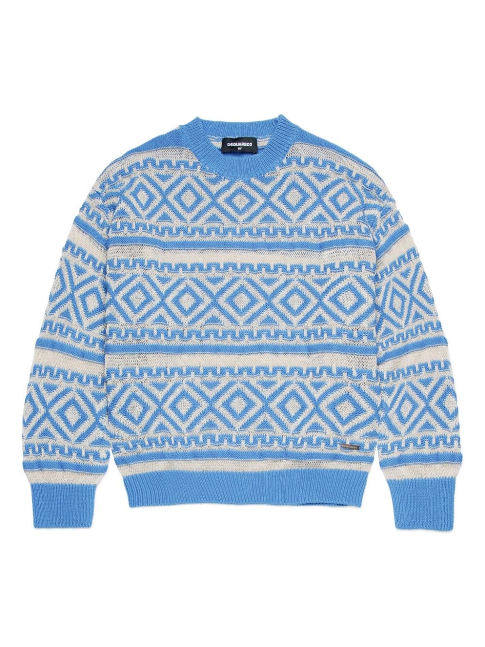 Dsquared2 Kids geometric-intarsia crew-neck jumper - Blue von Dsquared2 Kids