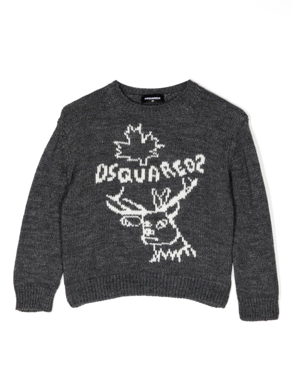 Dsquared2 Kids intarsia-knit logo crew-neck jumper - Grey von Dsquared2 Kids