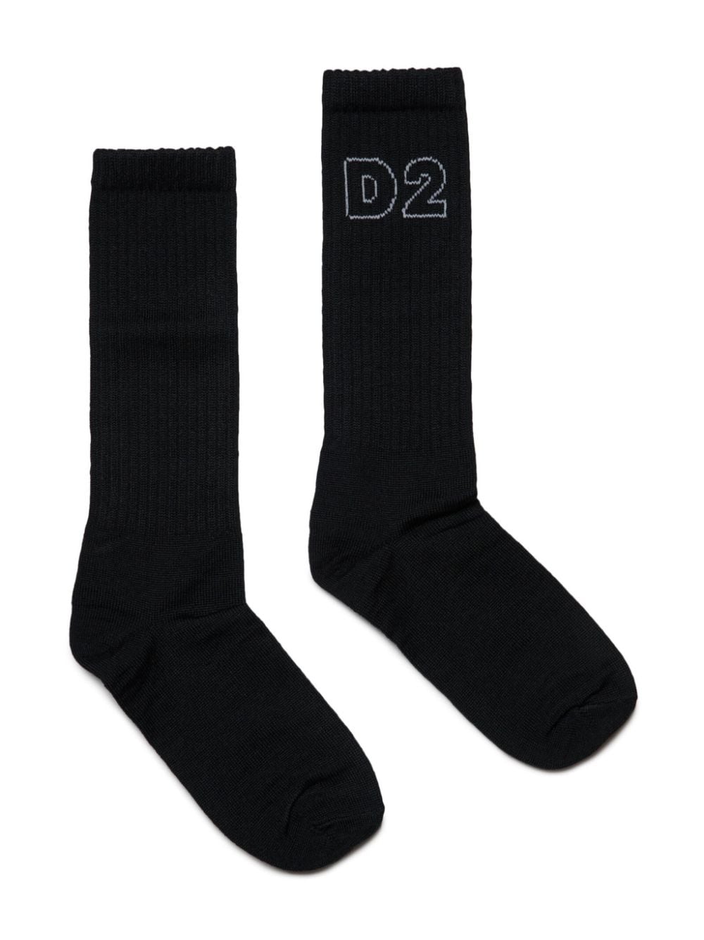 Dsquared2 Kids intarsia-knit logo print socks - Black von Dsquared2 Kids