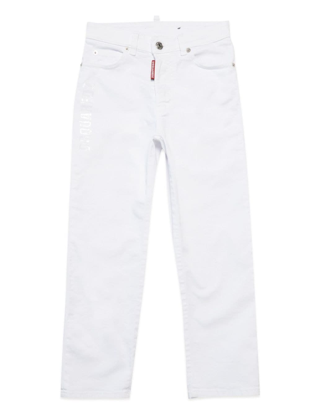 Dsquared2 Kids logo-appliqué straight-leg jeans - White von Dsquared2 Kids