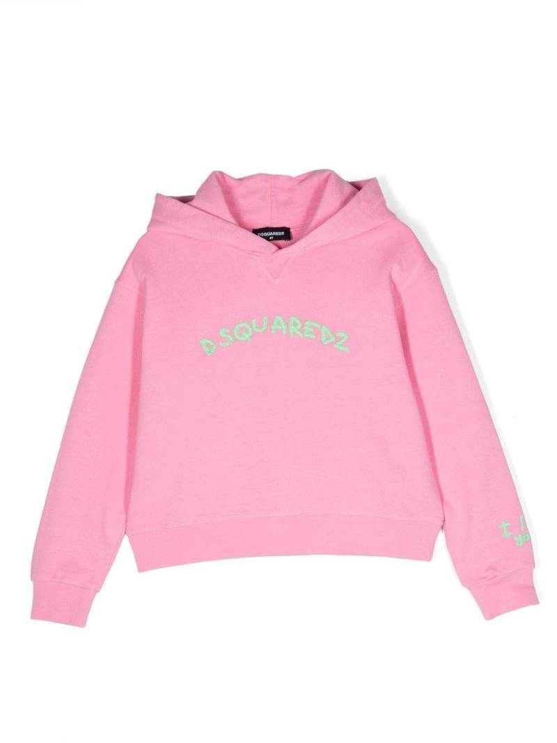 Dsquared2 Kids logo-embroidered longsleeved hoodie - Pink von Dsquared2 Kids