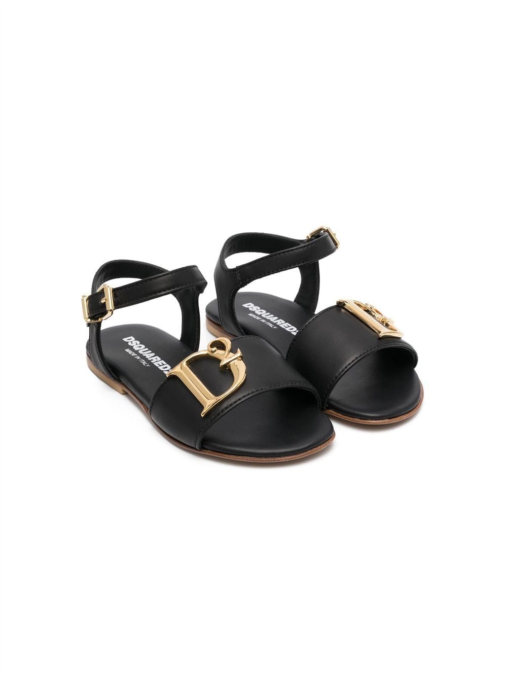 Dsquared2 Kids logo front leather sandals - Black von Dsquared2 Kids