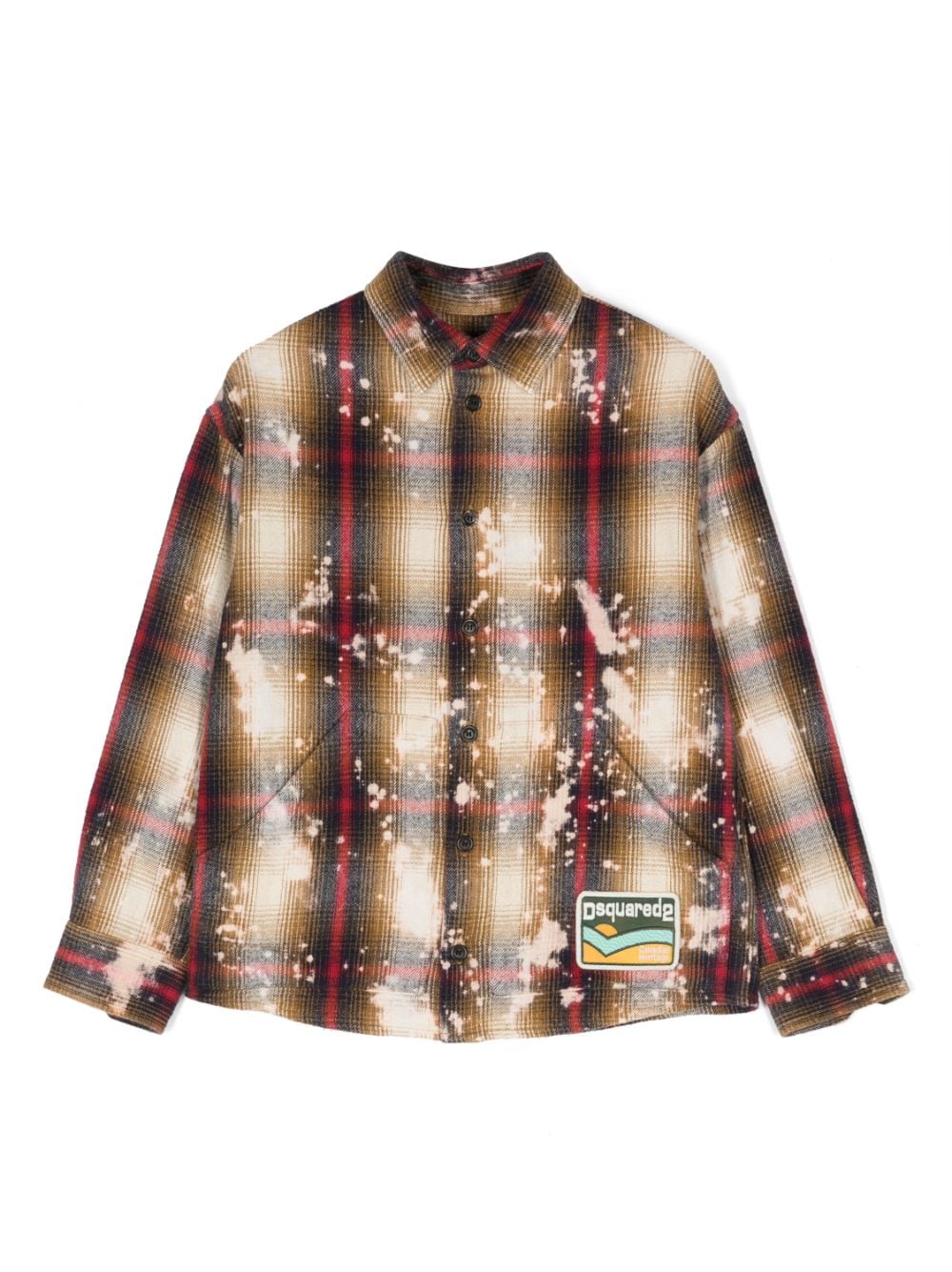 Dsquared2 Kids logo-patch bleached check shirt - Brown von Dsquared2 Kids