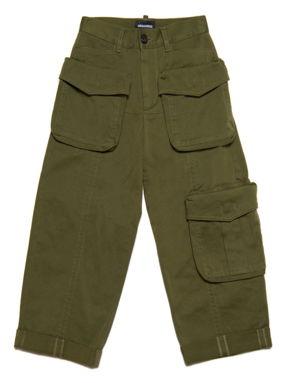 Dsquared2 Kids logo-patch cotton trousers - Green von Dsquared2 Kids