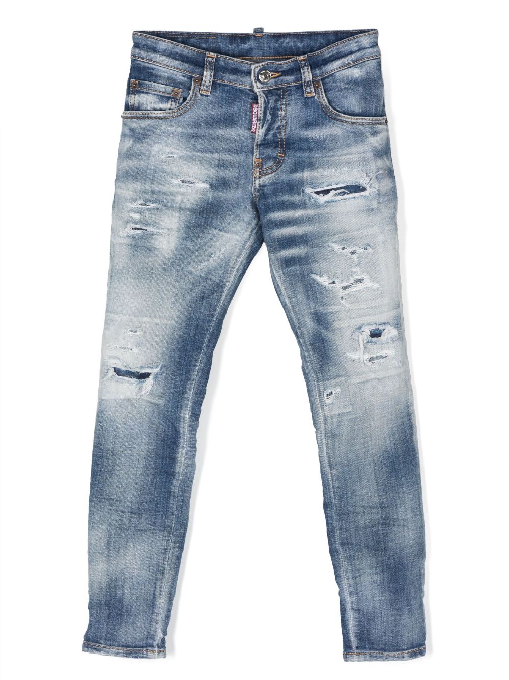 Dsquared2 Kids logo-patch distressed jeans - Blue von Dsquared2 Kids