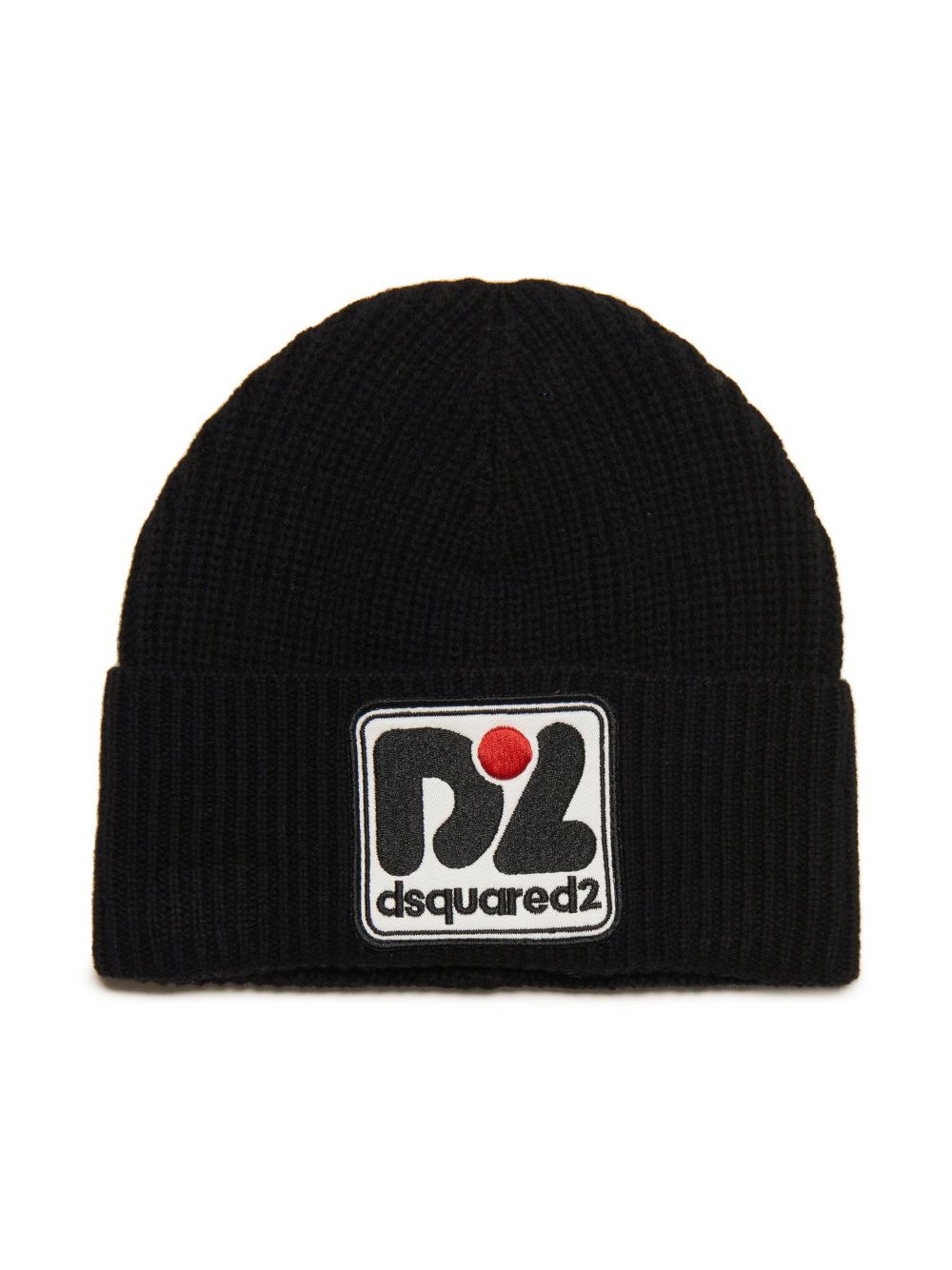 Dsquared2 Kids logo-patch ribbed beanie - Black von Dsquared2 Kids