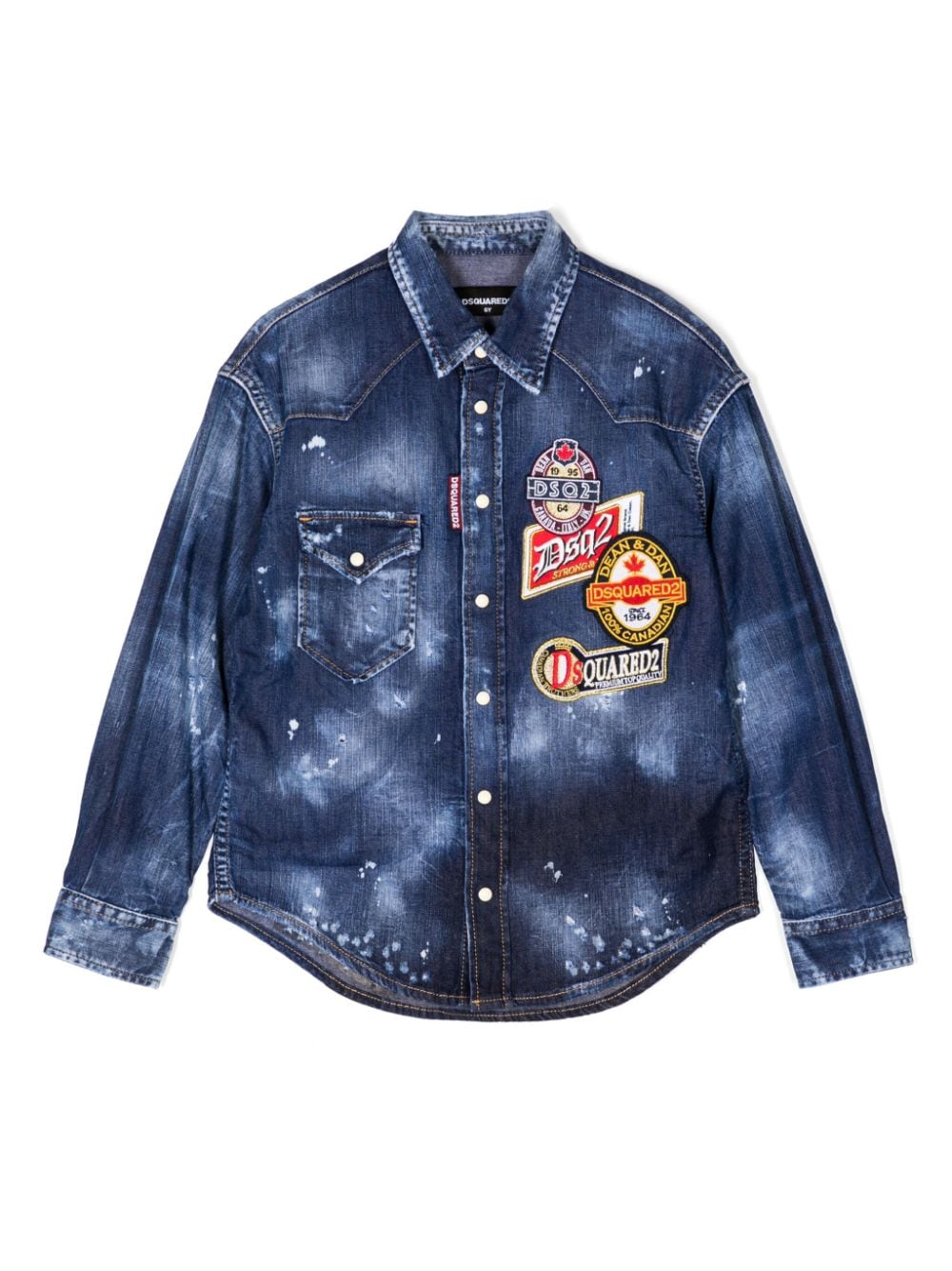 Dsquared2 Kids logo-patches cotton shirt - Blue von Dsquared2 Kids