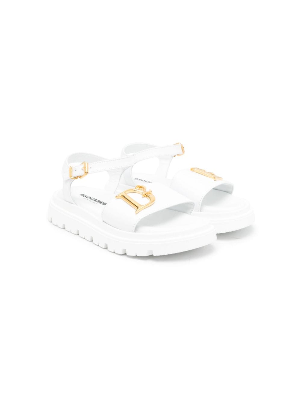 Dsquared2 Kids logo-plaque chunky sandals - White von Dsquared2 Kids