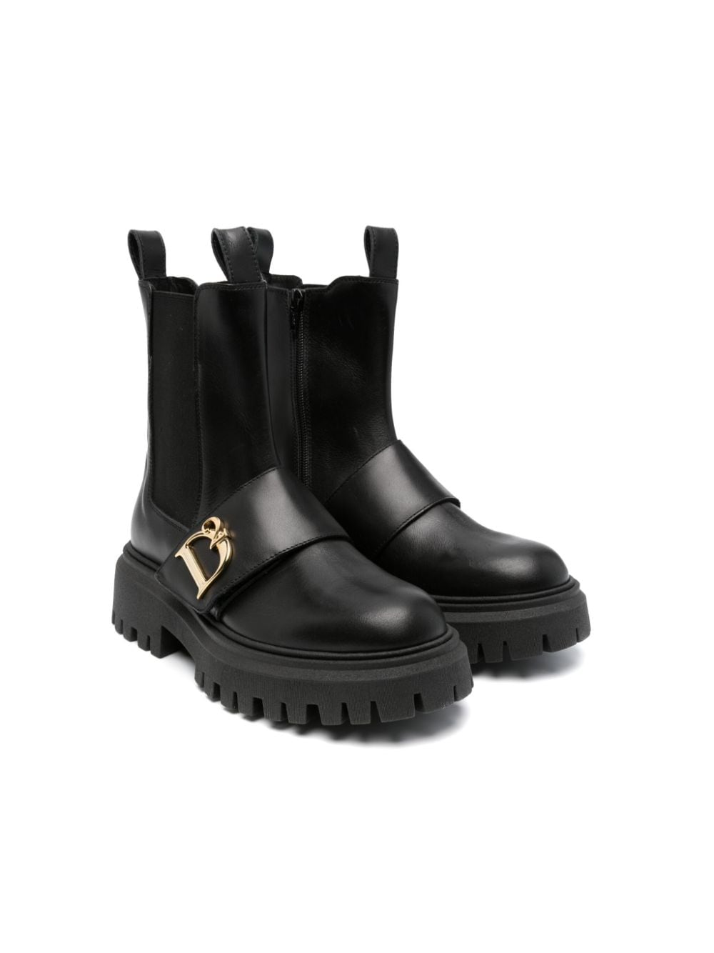 Dsquared2 Kids logo-plaque leather Chelsea boots - Black von Dsquared2 Kids