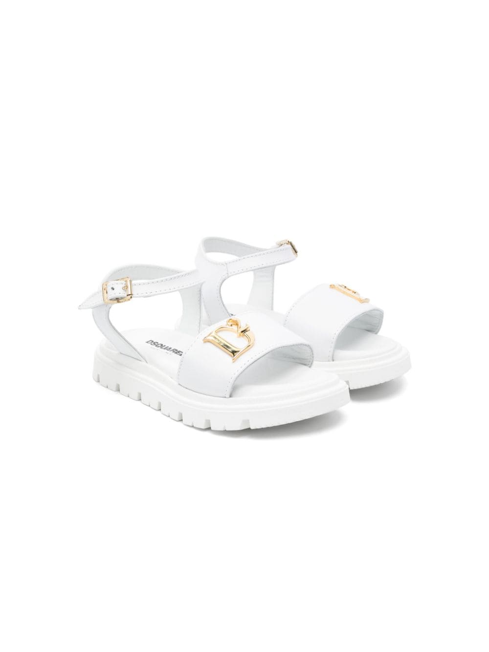 Dsquared2 Kids logo-plaque leather sandals - White von Dsquared2 Kids