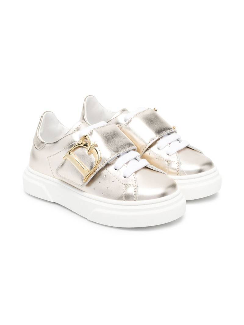 Dsquared2 Kids logo-plaque touch-strap sneakers - Gold von Dsquared2 Kids