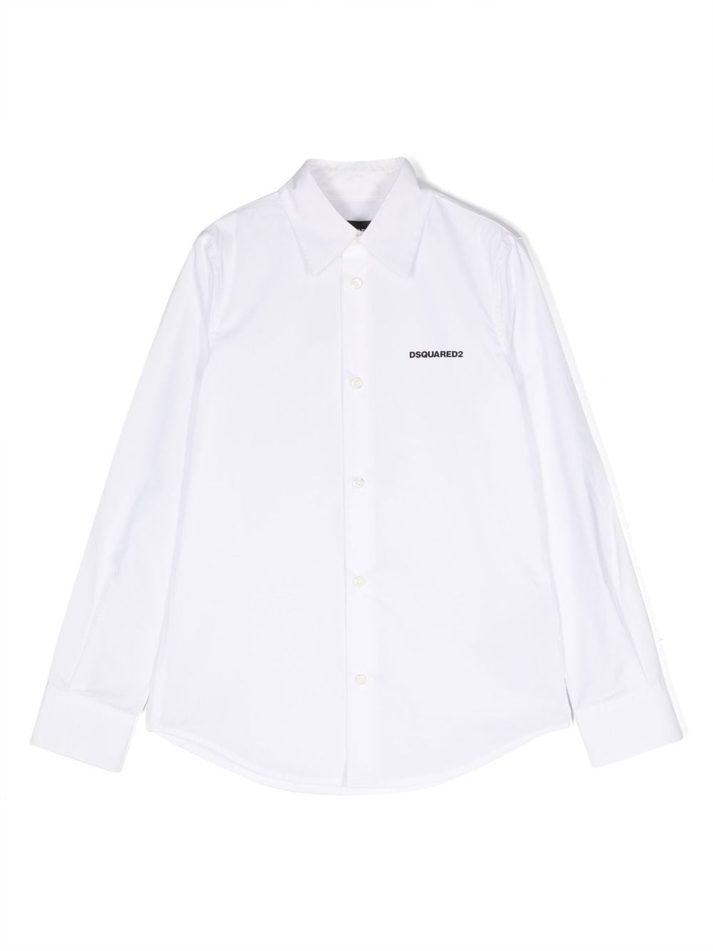 Dsquared2 Kids logo-print button-up cotton shirt - White von Dsquared2 Kids