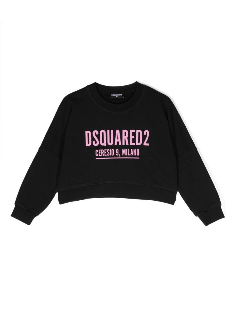 Dsquared2 Kids logo-print cropped sweatshirt - Black von Dsquared2 Kids