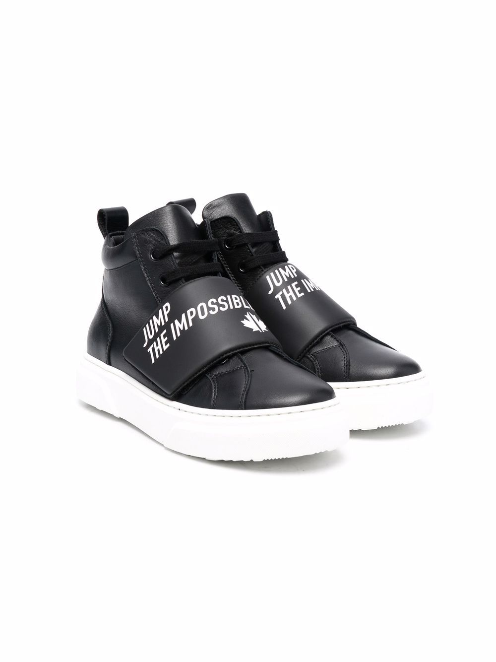 Dsquared2 Kids logo-print high-top leather sneakers - Black von Dsquared2 Kids