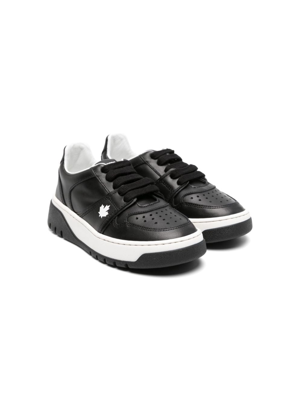 Dsquared2 Kids logo-print leather sneakers - Black von Dsquared2 Kids