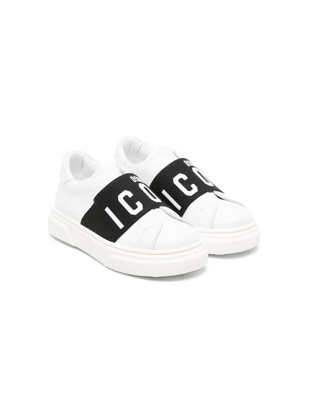 Dsquared2 Kids logo-print leather sneakers - White von Dsquared2 Kids