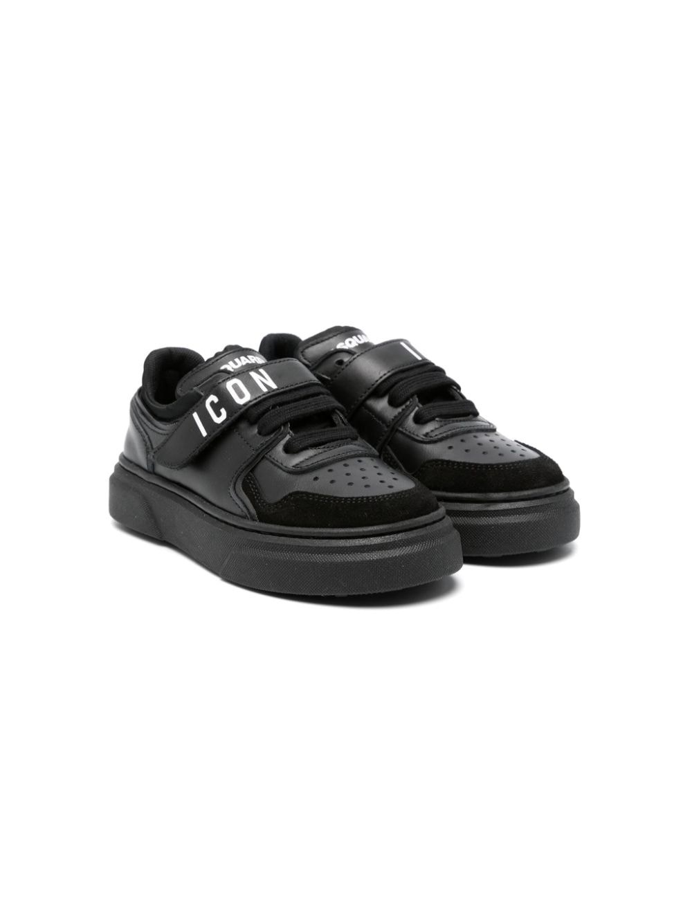 Dsquared2 Kids logo-print panelled leather sneakers - Black von Dsquared2 Kids
