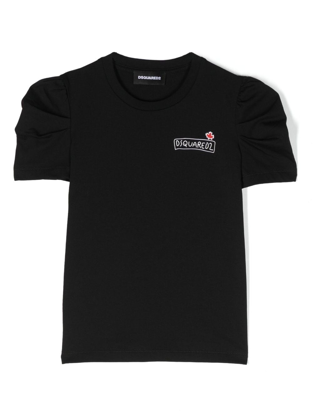 Dsquared2 Kids logo-print puff-sleeve T-shirt - Black von Dsquared2 Kids