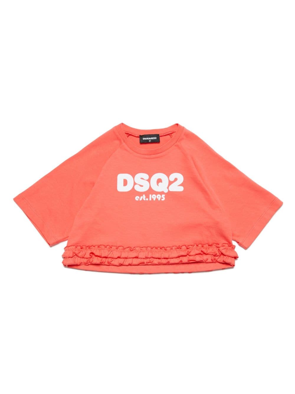 Dsquared2 Kids logo-print ruffle-trim T-shirt - Orange von Dsquared2 Kids