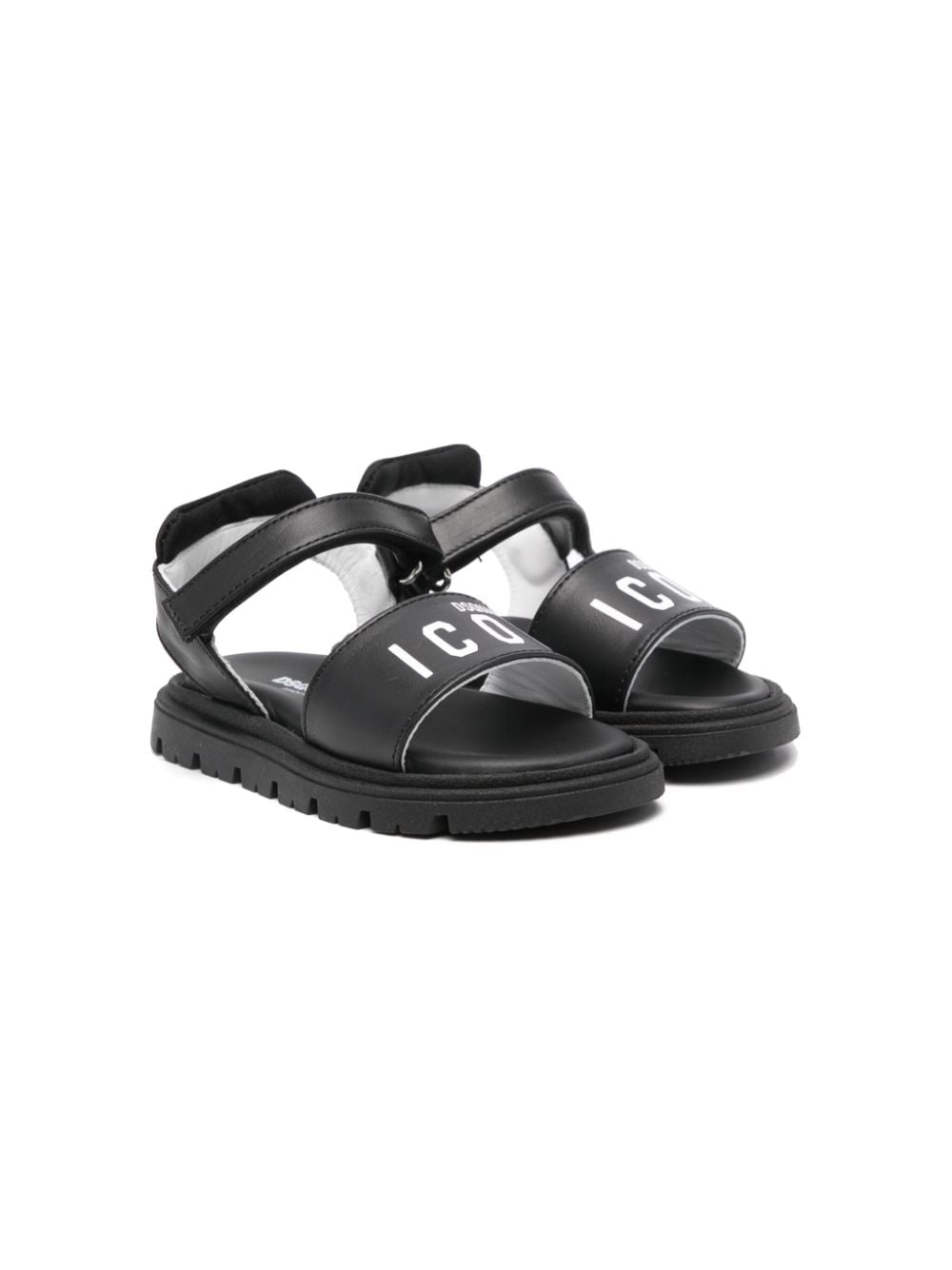 Dsquared2 Kids logo-print touch-strap sandals - Black von Dsquared2 Kids
