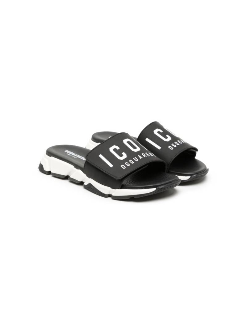 Dsquared2 Kids logo-print touch-strap sandals - Black von Dsquared2 Kids