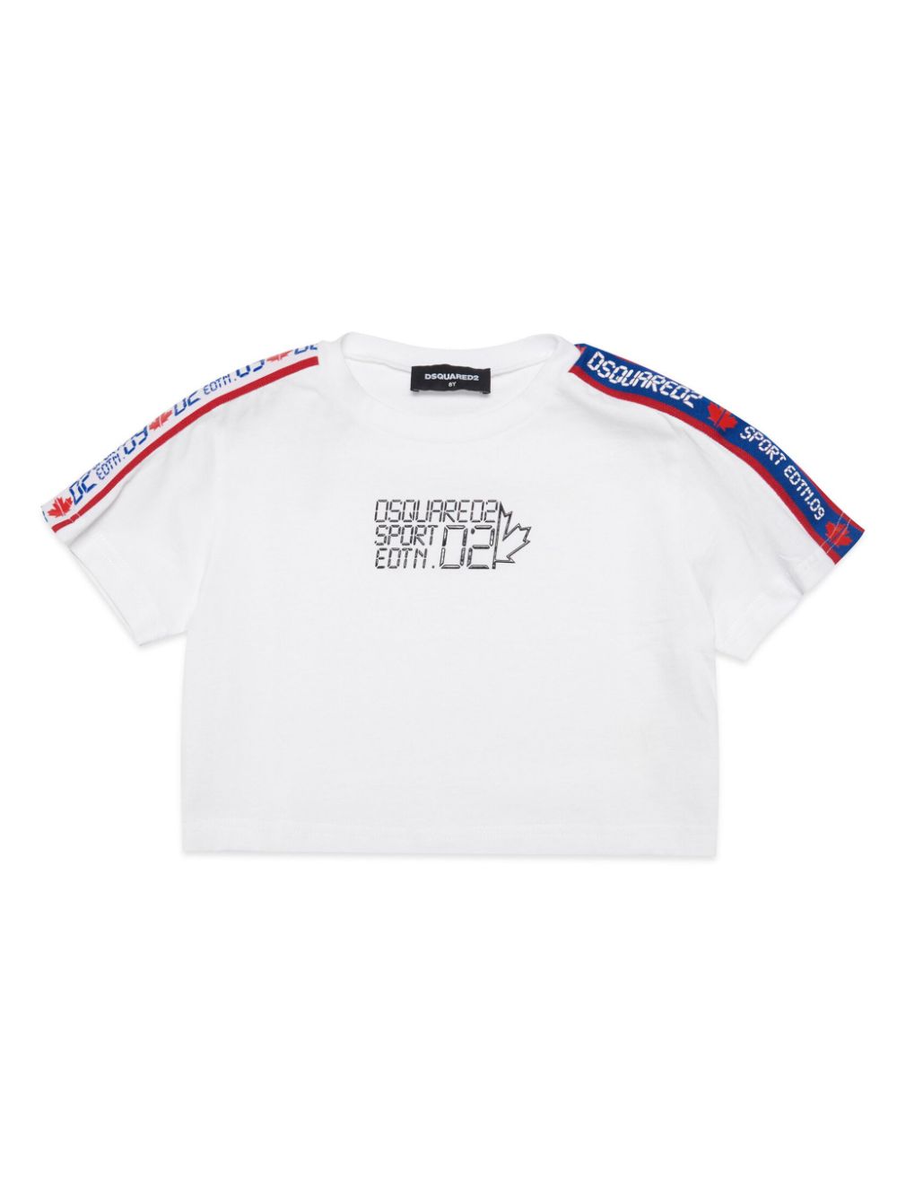 Dsquared2 Kids logo-tape cropped cotton T-shirt - White von Dsquared2 Kids