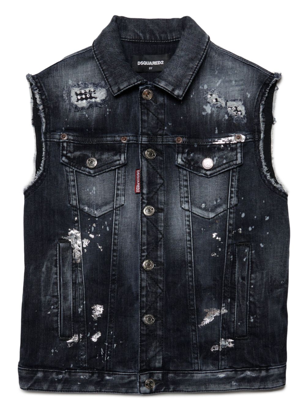 Dsquared2 Kids paint splatter denim vest - Black von Dsquared2 Kids