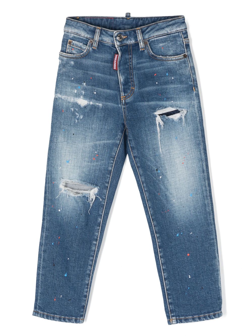 Dsquared2 Kids paint-splattered ripped-detail jeans - Blue von Dsquared2 Kids
