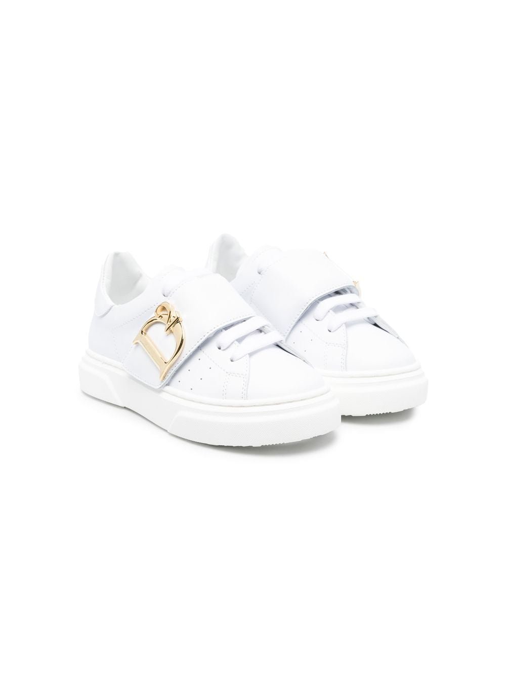 Dsquared2 Kids touch-strap leather sneakers - White von Dsquared2 Kids