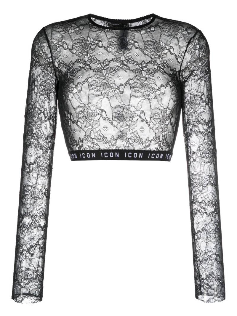 Dsquared2 Be Icon lace cropped top - Black von Dsquared2