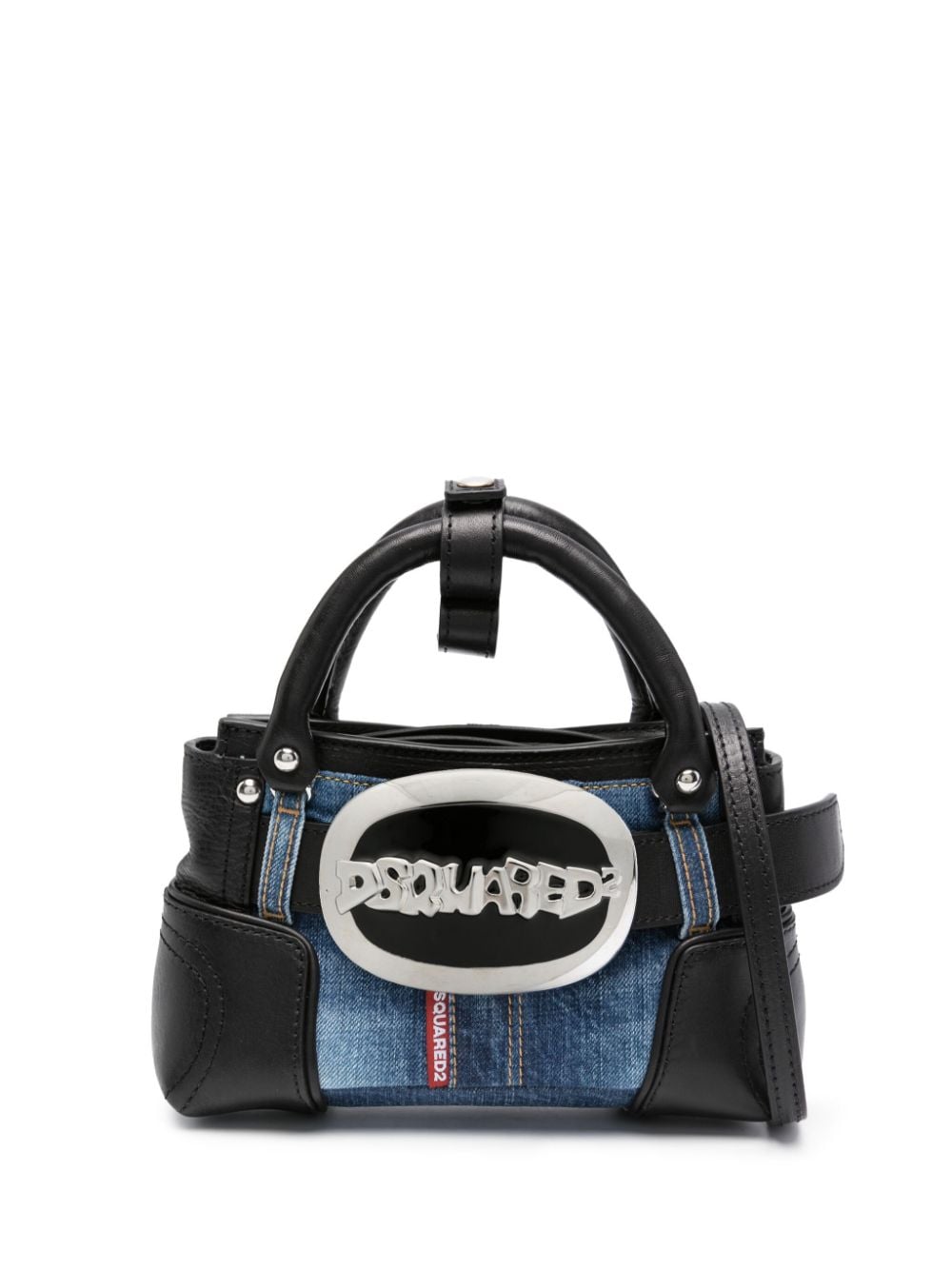 Dsquared2 Belt denim-patchwork tote bag - Black von Dsquared2