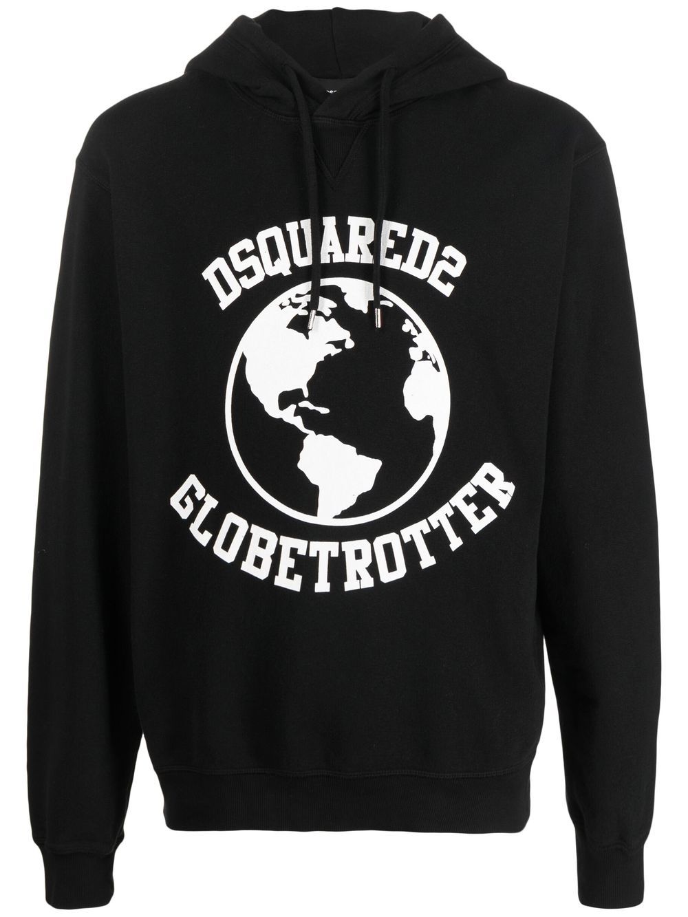 Dsquared2 Globetrotter logo-print hoodie - Black von Dsquared2