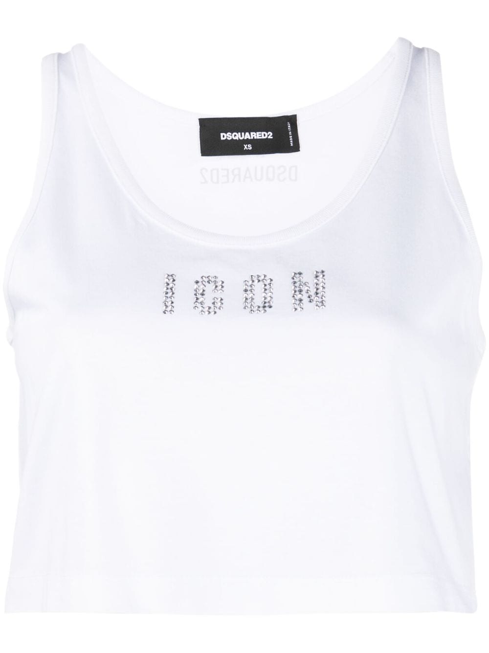 Dsquared2 Icon embellished cotton crop top - White von Dsquared2