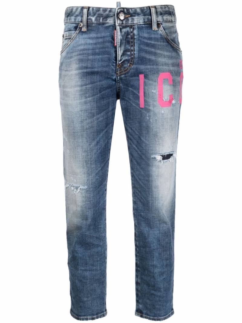 Dsquared2 Icon-print straight-leg jeans - Blue von Dsquared2