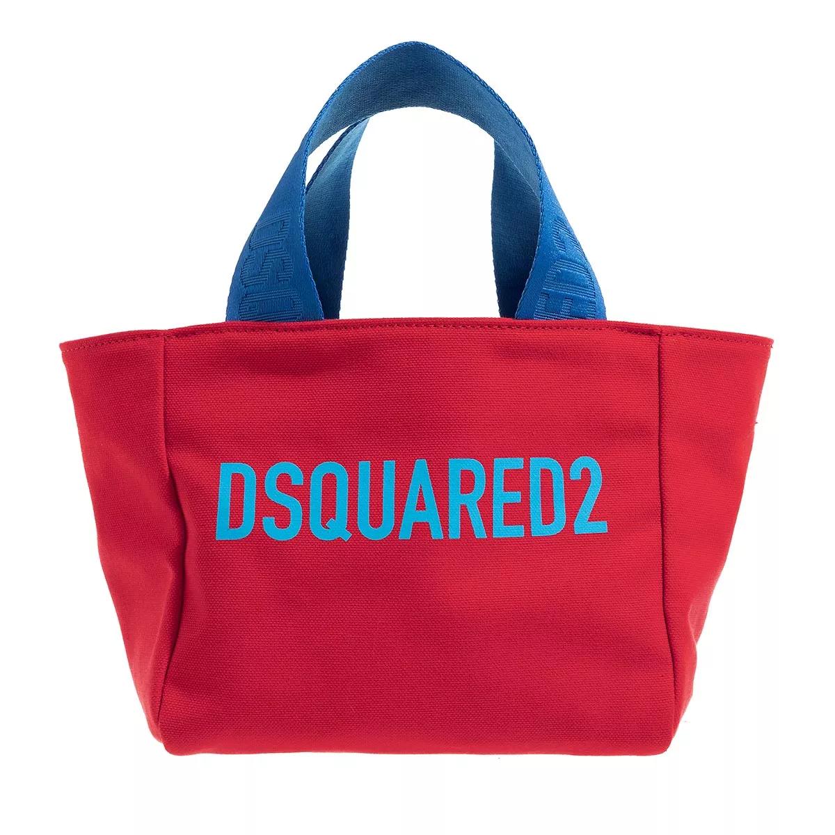 Dsquared2 Umhängetasche - Shopping Small Canvas Stamp Logo - Gr. unisize - in Rot - für Damen von Dsquared2