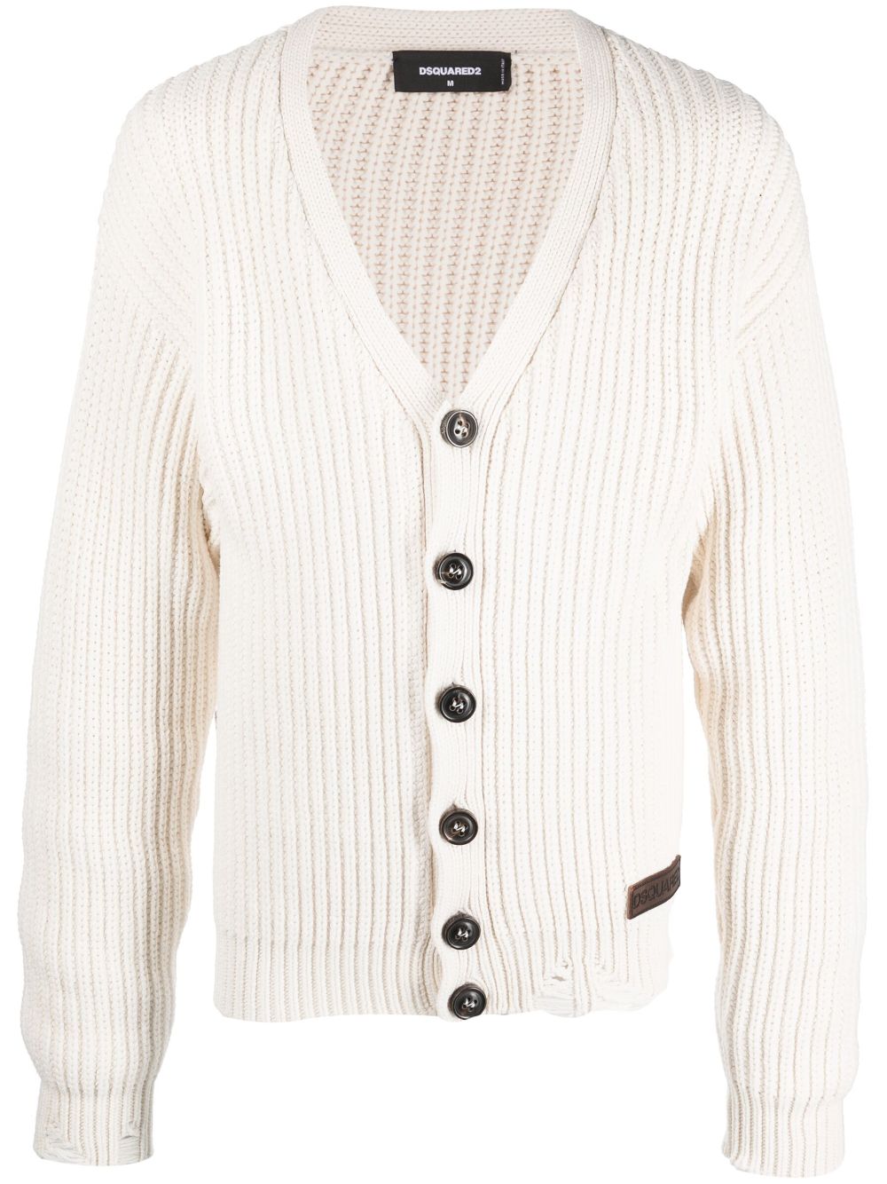 Dsquared2 V-neck ribbed cardigan - Neutrals von Dsquared2