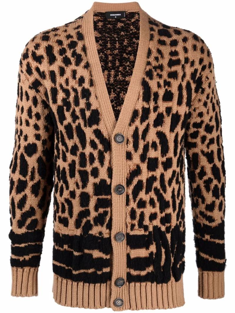 Dsquared2 animal logo-knit cardigan - Neutrals von Dsquared2