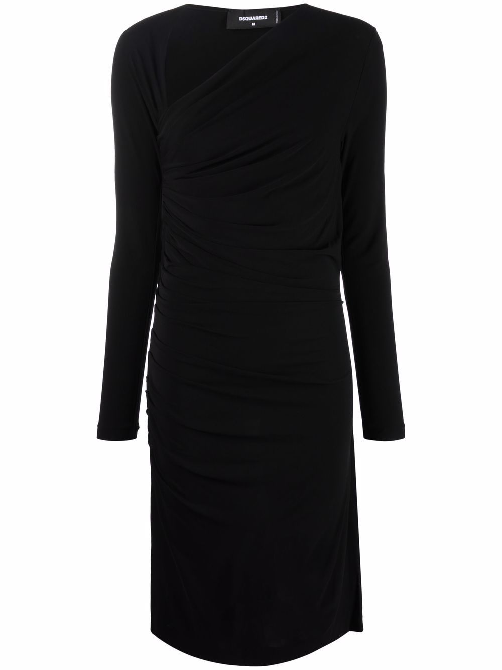 Dsquared2 asymmetric-neck ruched dress - Black von Dsquared2