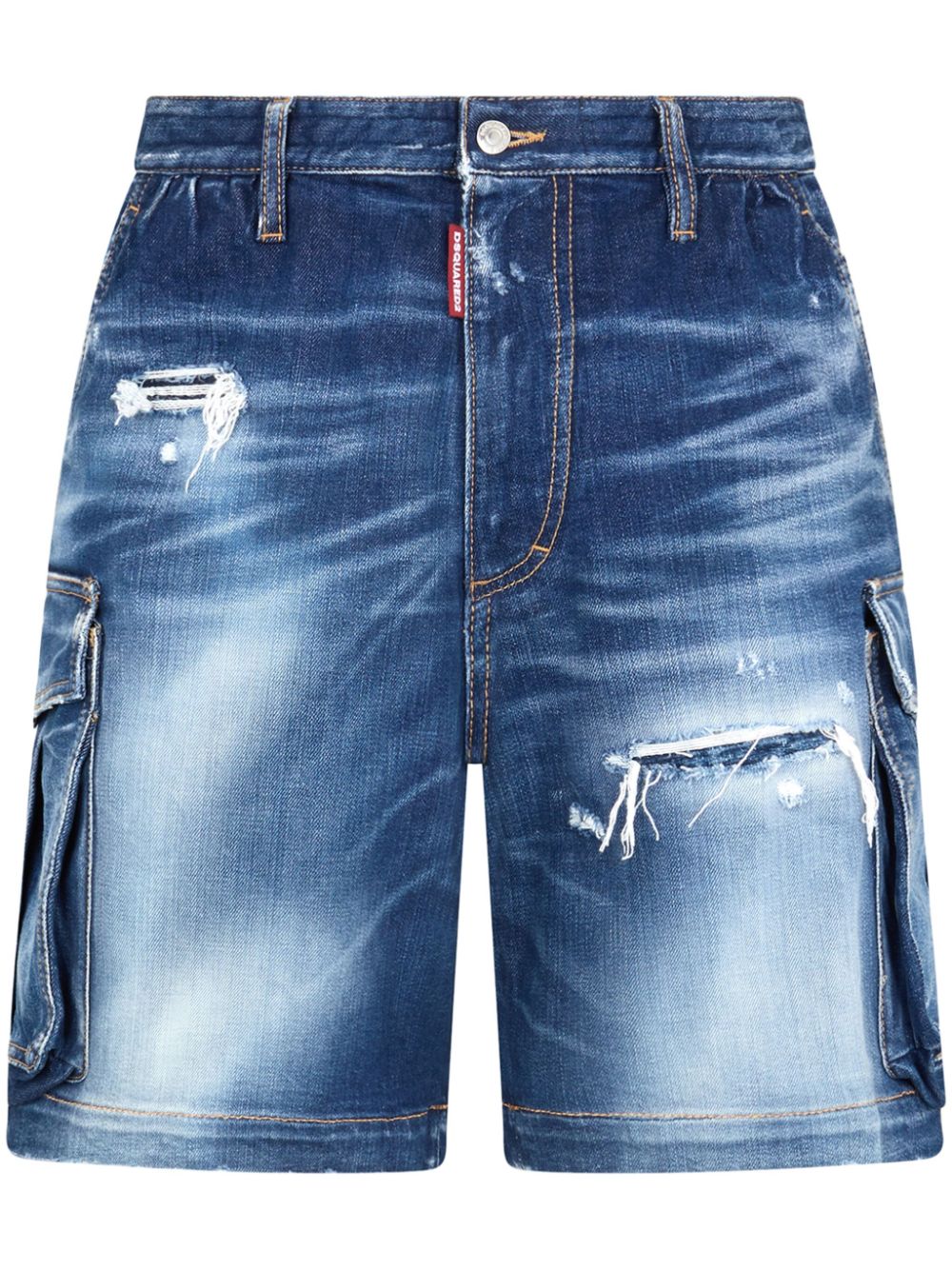 Dsquared2 bleached-effect denim cargo shorts - Blue von Dsquared2