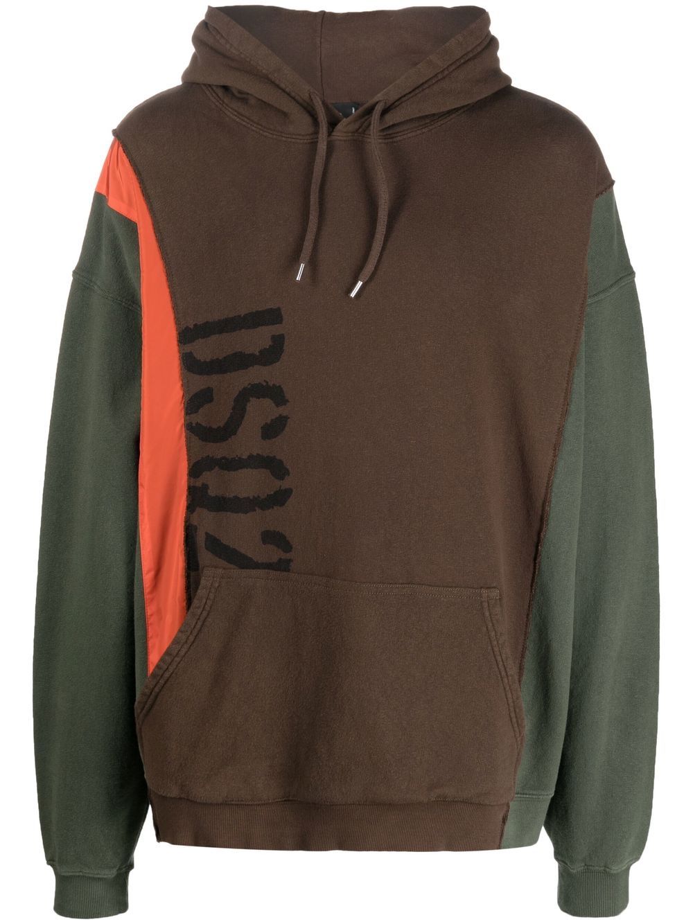 Dsquared2 colour-blocked logo-print hoodie - Brown von Dsquared2