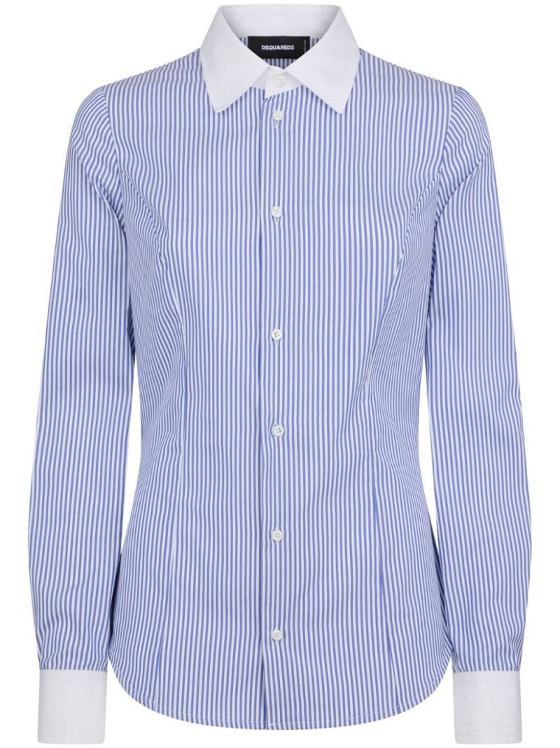 Dsquared2 contrast-collar striped cotton shirt - Blue von Dsquared2