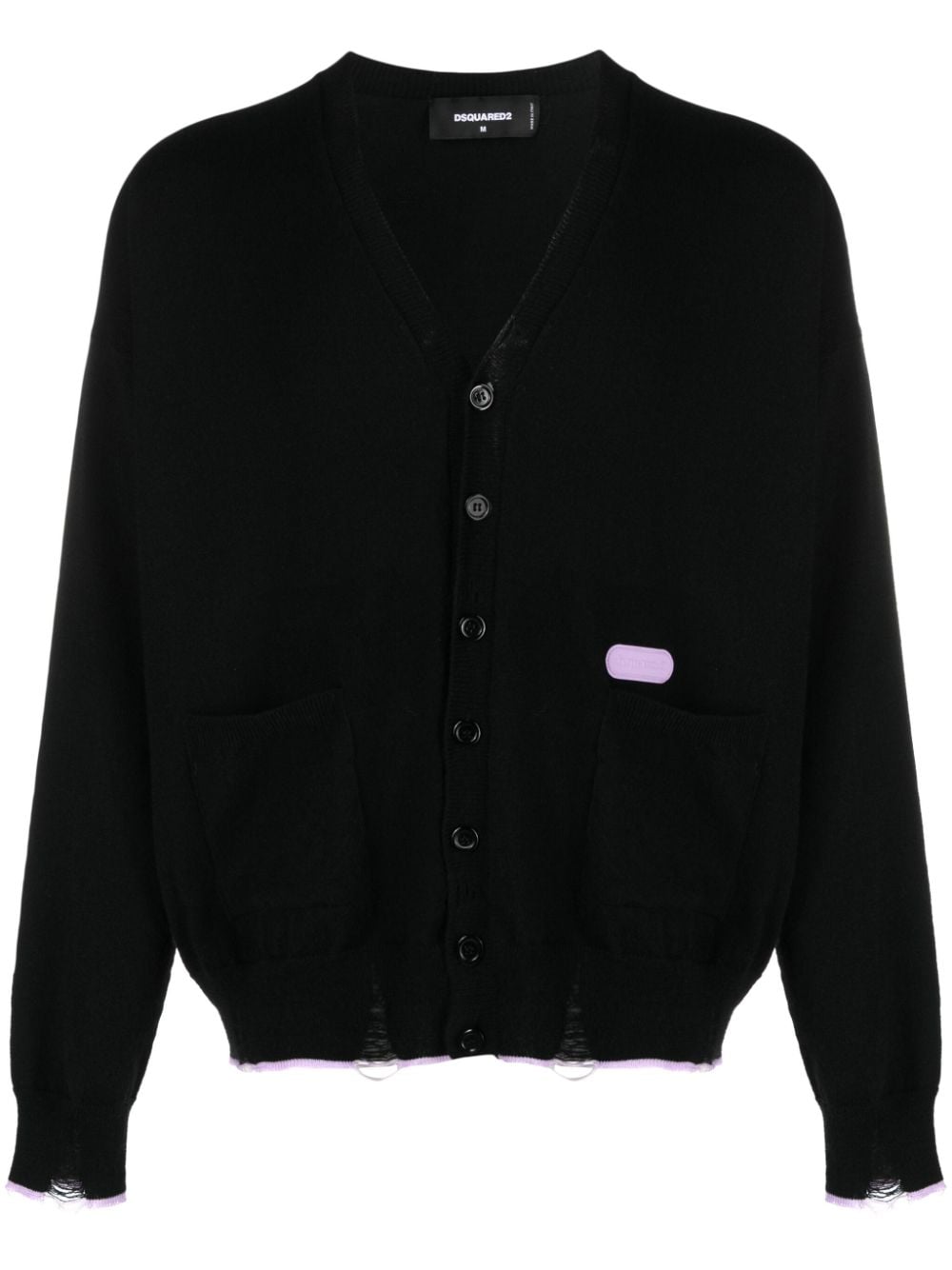 Dsquared2 contrast-trim wool blend cardigan - Black von Dsquared2