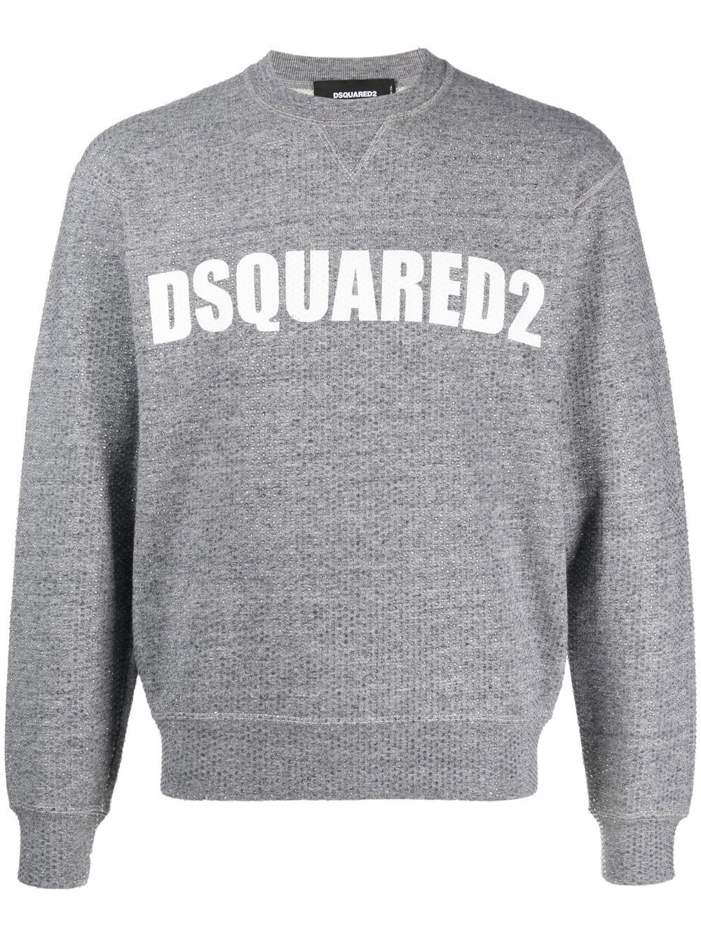 Dsquared2 crystal-embellished logo-print sweatshirt - Grey von Dsquared2