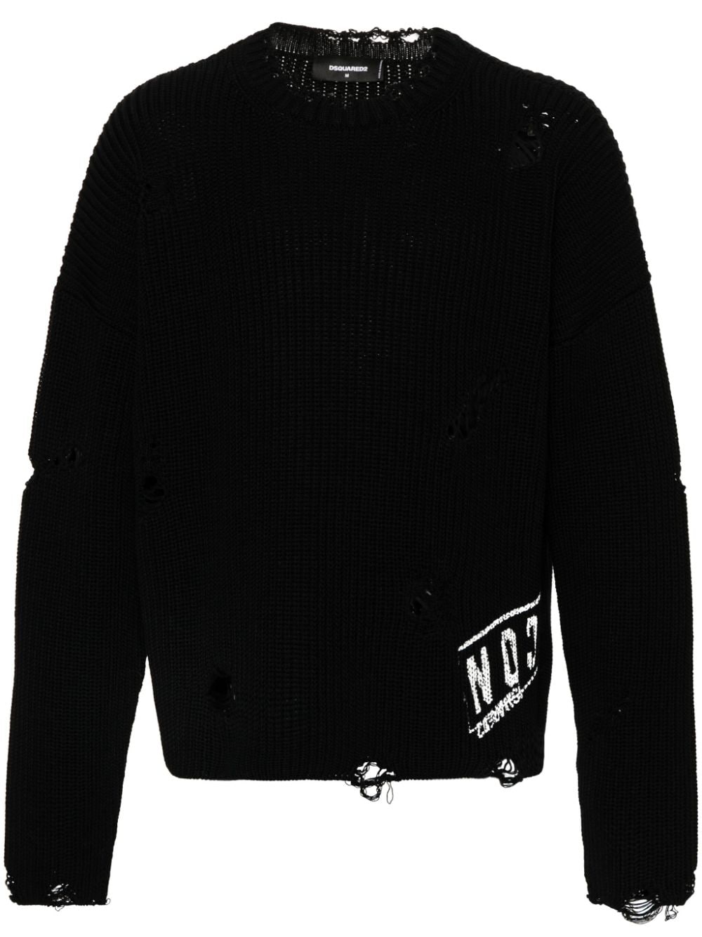 Dsquared2 distressed cotton jumper - Black von Dsquared2