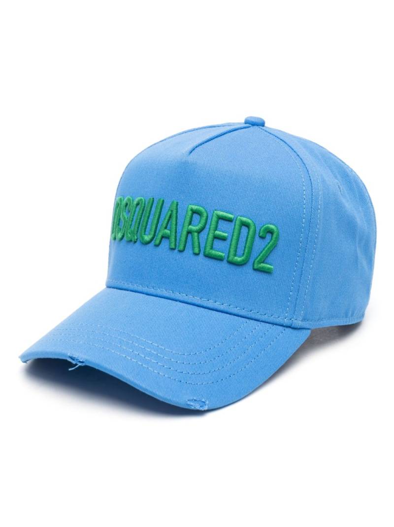 Dsquared2 distressed-effect logo-embroidered cap - Blue von Dsquared2