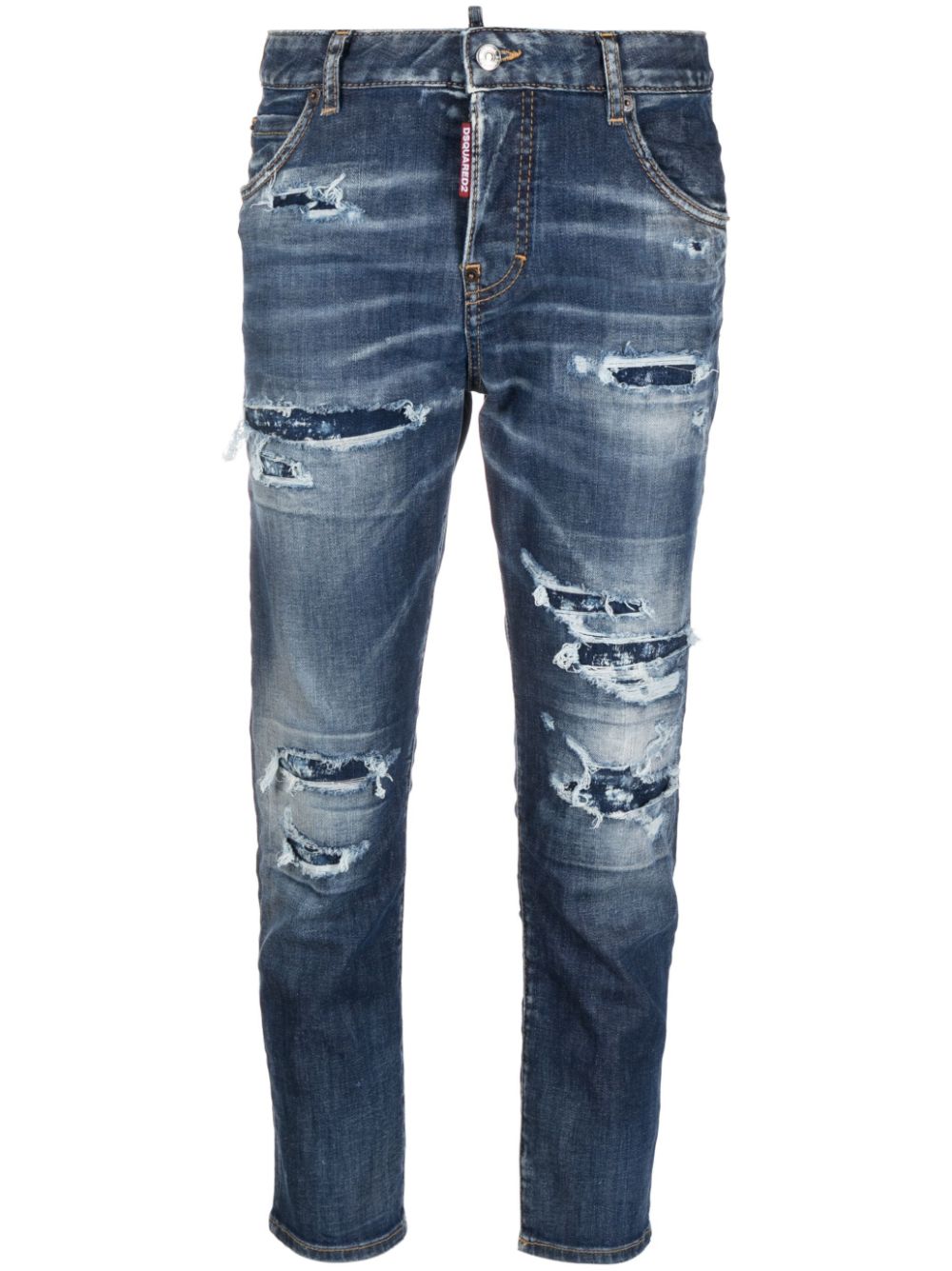 Dsquared2 distressed logo-patch cropped jeans - Blue von Dsquared2