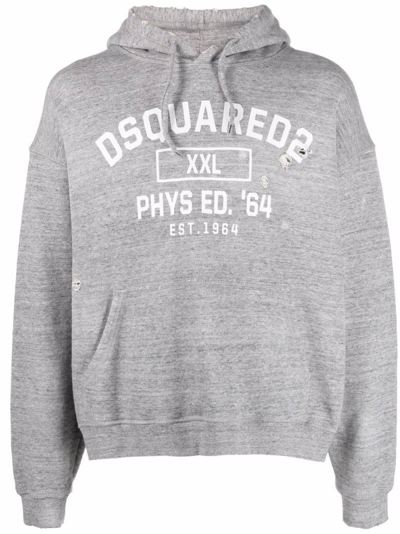 Dsquared2 distressed logo-print hoodie - Grey von Dsquared2