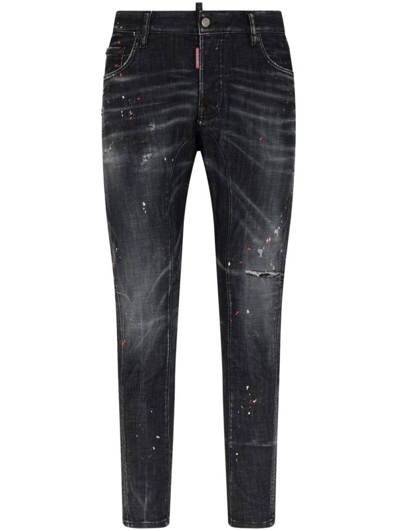 Dsquared2 distressed paint-splatter jeans - Black von Dsquared2